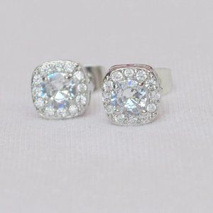 Silvertone Stud Earrings with Swarovski Crystals
